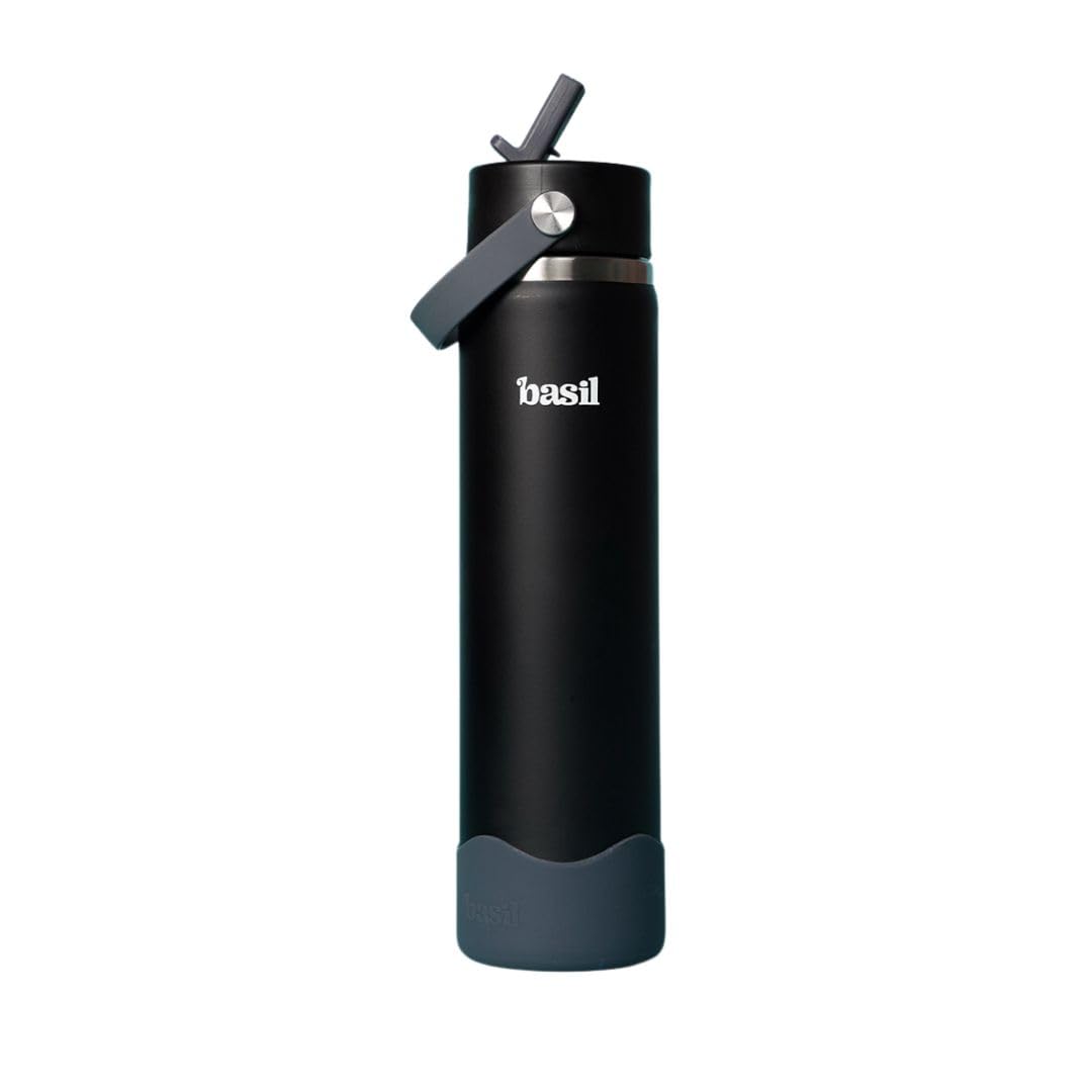 Basil HydraFizz 800ml Insulated Stainless Steel Sipper Bottle – Classic Plum Black