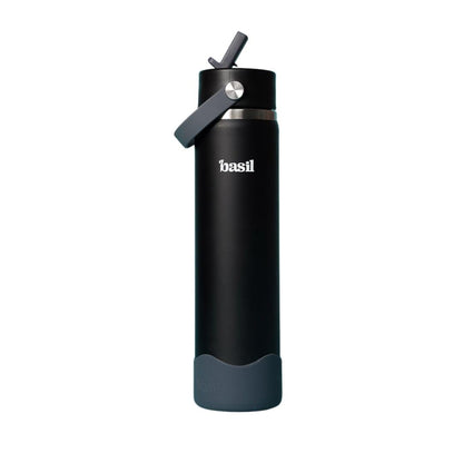 Basil HydraFizz 800ml Insulated Stainless Steel Sipper Bottle – Classic Plum Black