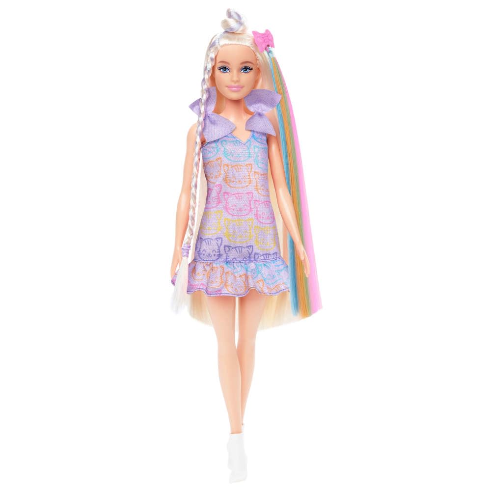 Barbie Fun & Fancy Doll & Accessories, Blonde Fashion Doll with Extra-Long Hair & 2 Looks, Including Silver Metallic Dress & Hair Extension JCT72