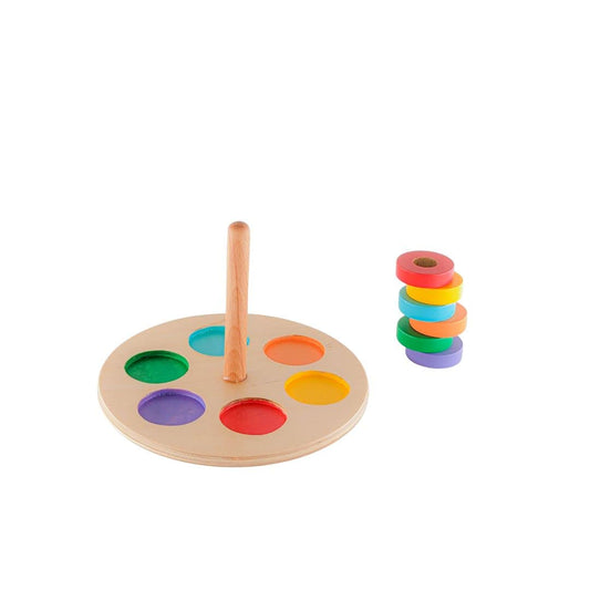 B4BRAIN Wooden Ring Stacker for Babies 1-2 Years for Brain Development Designed by Experts