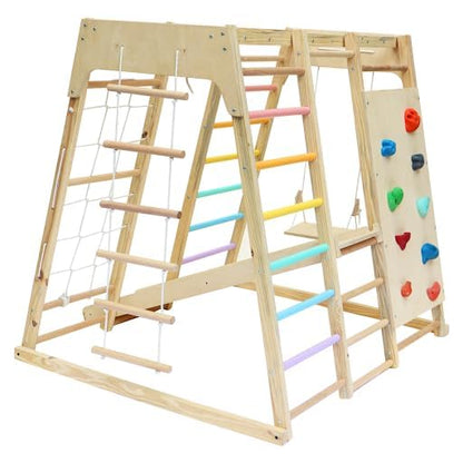 Curious Cub Jungle Gym for Kids Indoor, 7-in-1 Swing Slide & Climb
