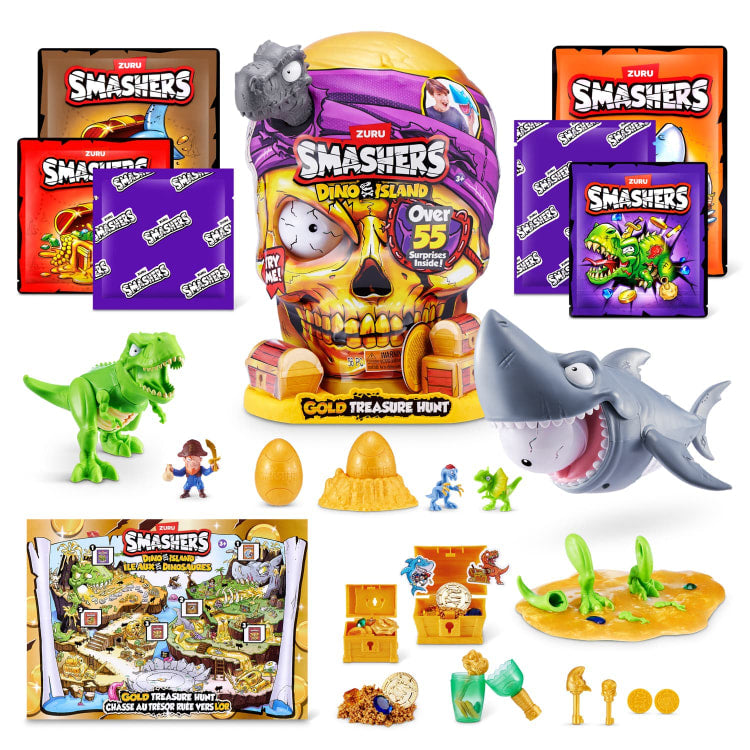 ZURU Smashers Dino Island Gold Treasure Hunt – Dinosaur Surprise Adventure Toy