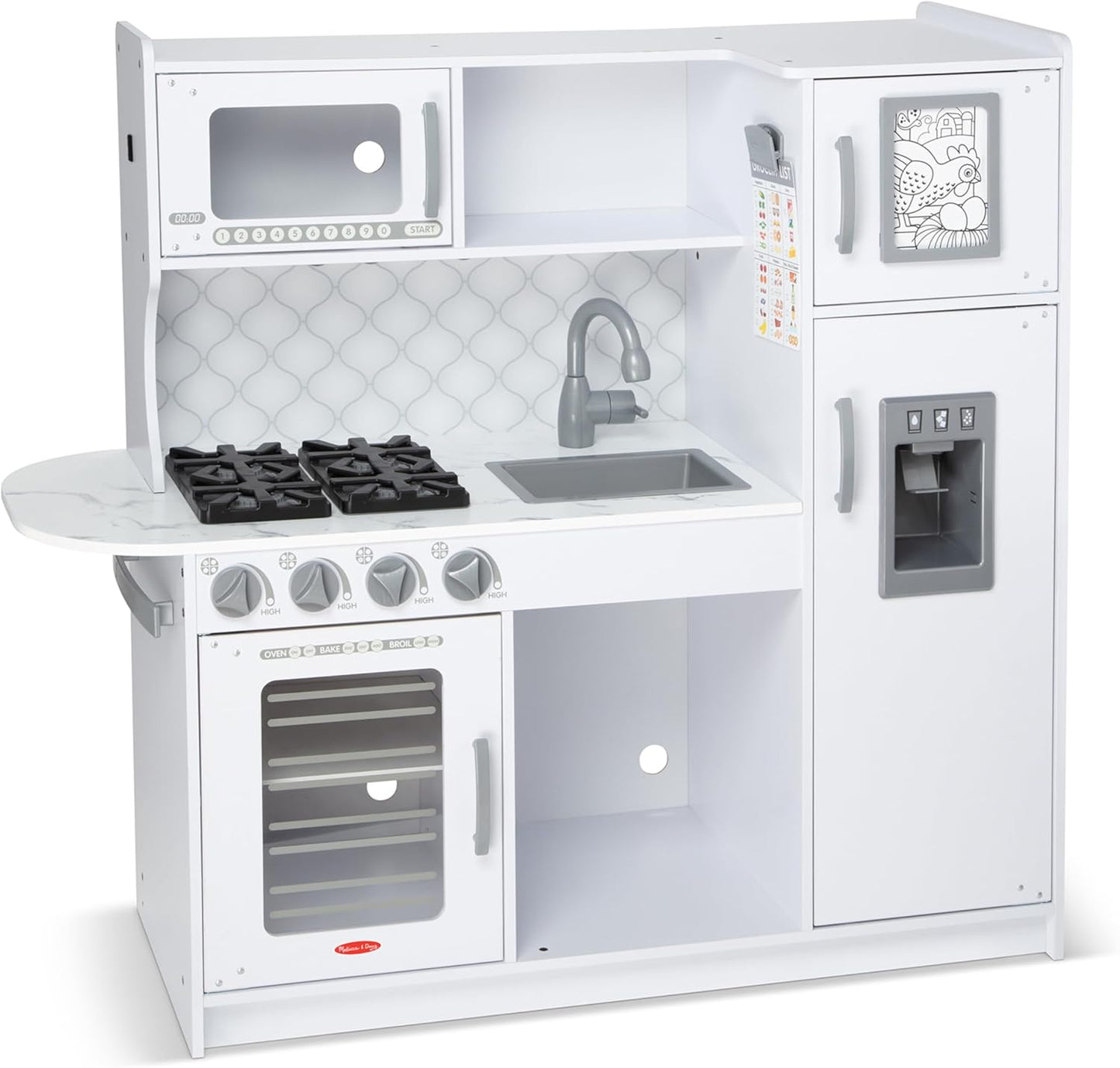 Melissa & Doug Wooden Chef’s Pretend Play Toy Kitchen With “Ice” Cube Dispenser
