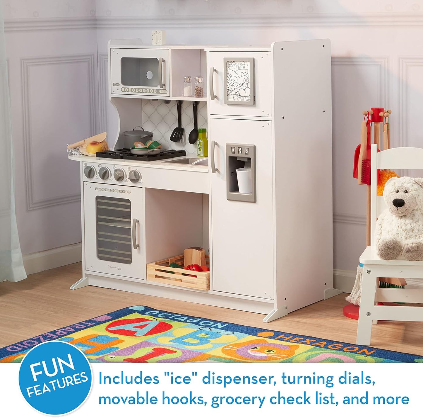 Melissa & Doug Wooden Chef’s Pretend Play Toy Kitchen With “Ice” Cube Dispenser