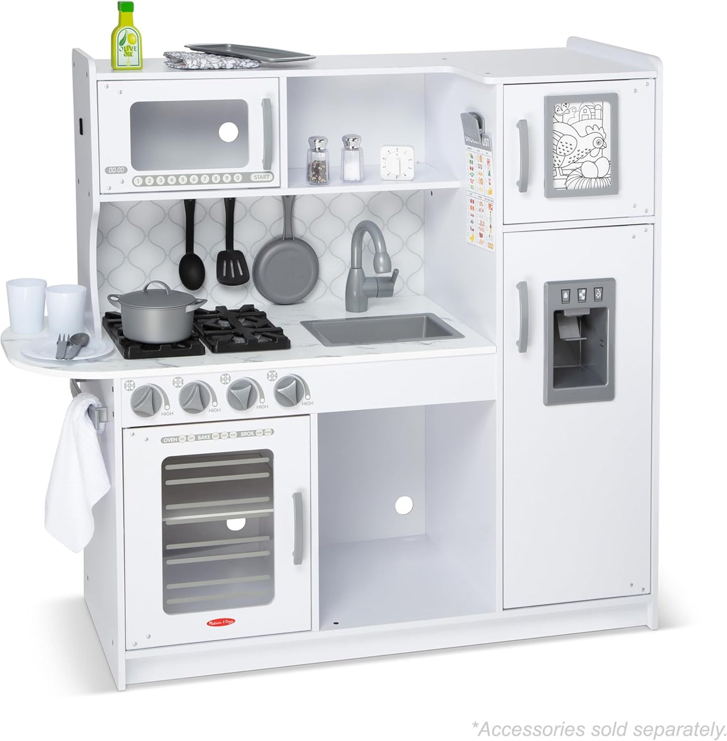 Melissa & Doug Wooden Chef’s Pretend Play Toy Kitchen With “Ice” Cube Dispenser