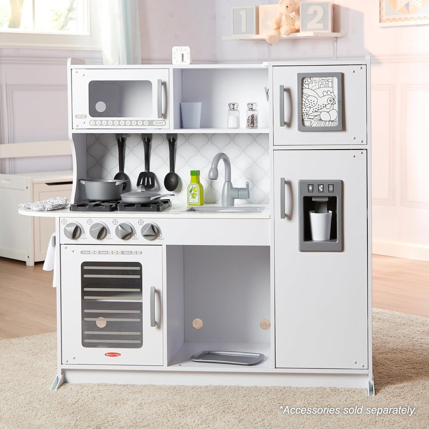 Melissa & Doug Wooden Chef’s Pretend Play Toy Kitchen With “Ice” Cube Dispenser