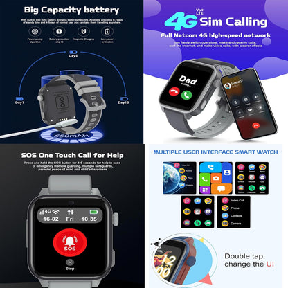 SPIKY Gnome 4G Calling Waterproof Kids Smartwatch |GPS Tracking, Video Call, Calling Watch, Games, Geo-Fencing, SOS - BLACK
