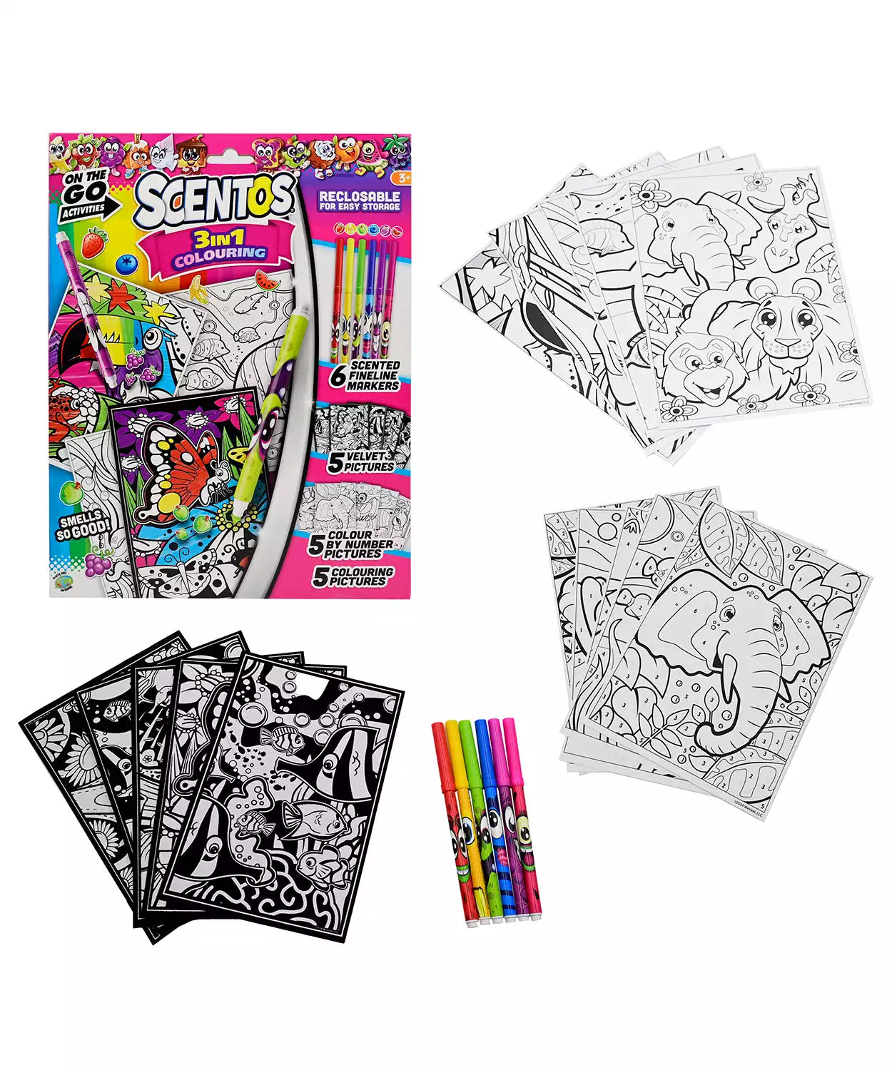 SCENTOS ON THE GO 3 IN 1 COLOURING (PACK OF 12)