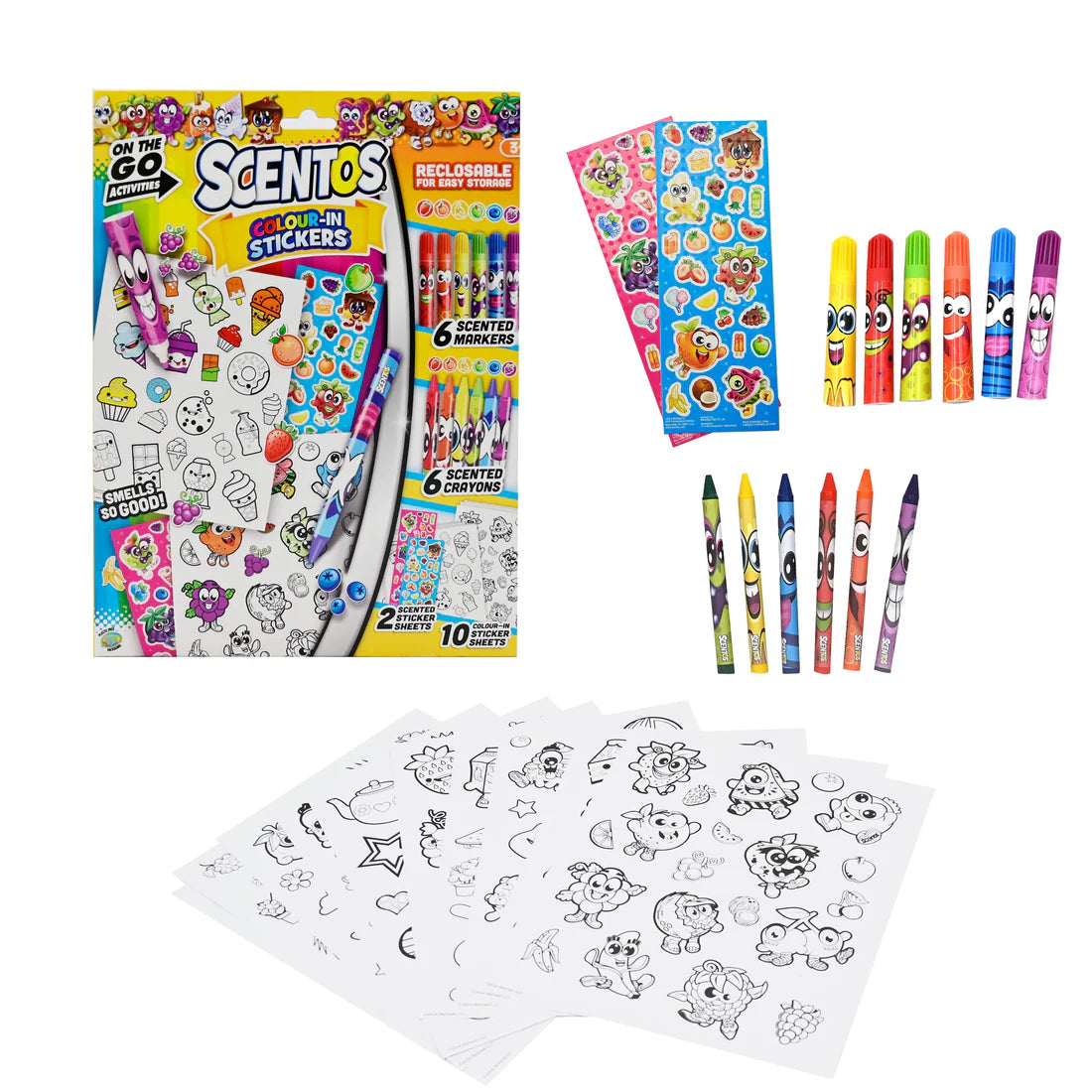 Scentos On The Go Colour In Stickers (PACK OF 12)
