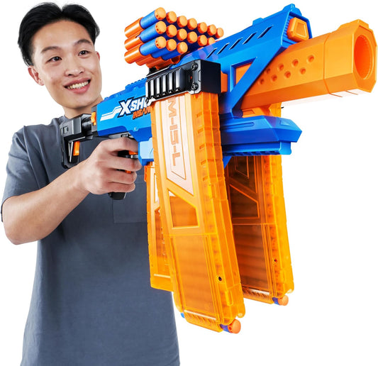 XSHOT Insanity Motorized Clip Mania Dart Blaster with 48 Darts - Air Pocket Technology, Auto Feeding Belt, Tripod & Scope