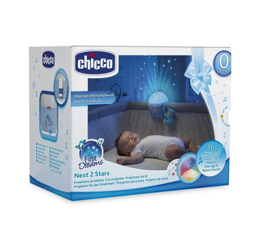 Chicco First Dreams Next2Stars Cot Projector with Music & Plush Toy for Newborn Baby