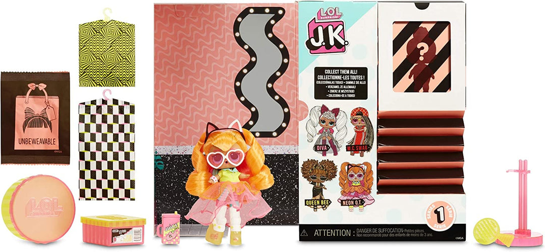 L.O.L. Surprise! JK Neon Q.T. Mini Fashion Doll with 15 Surprises Including Dress Up Doll Outfits, Exclusive Doll Accessories- Gifts for Girls and Mix Match Tosy for Kids