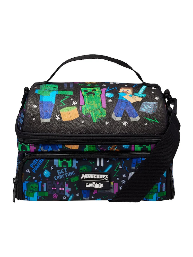 Smiggle Premium kids double-decker lunch bag  - MINECRAFT BLACK