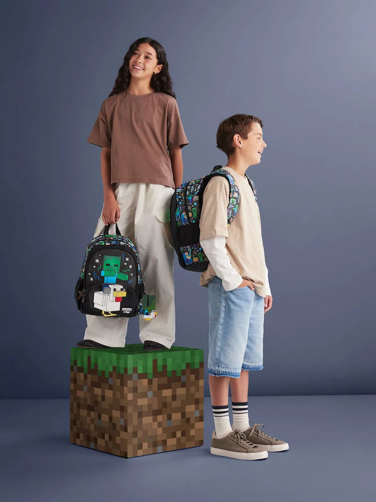 Smiggle Junior 14 inch Backpack for Kids - MINECRAFT BLACK