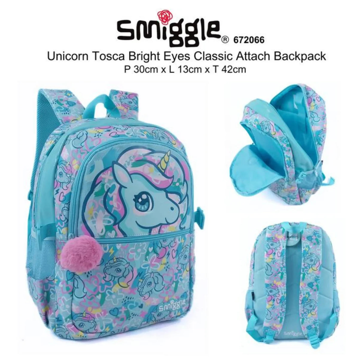 Smiggle Classic Kids School Backpack 16 Inch –UNICORN