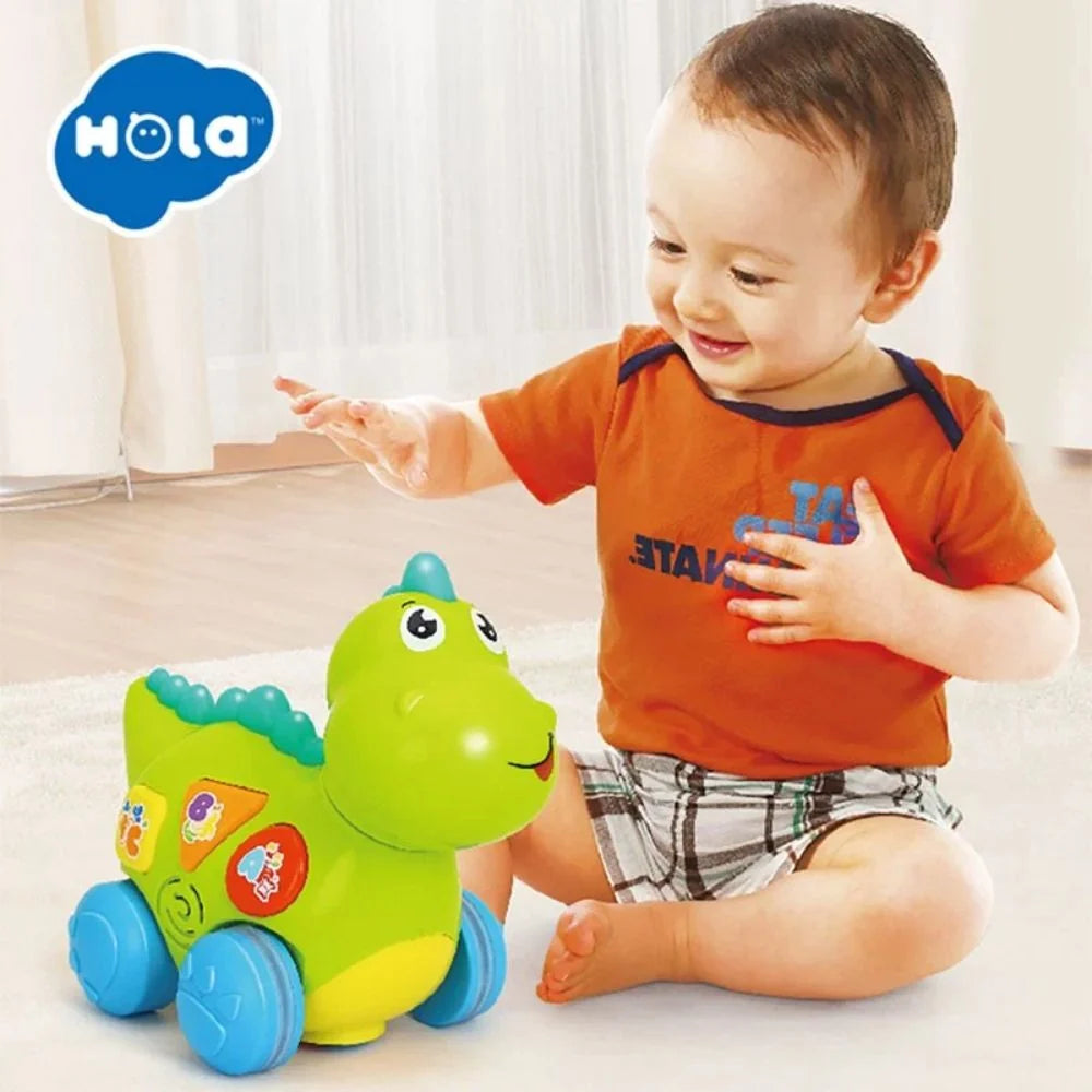 Hola Learning Dino Push Along Musical Dinosaur Toy with Lights | 12M+