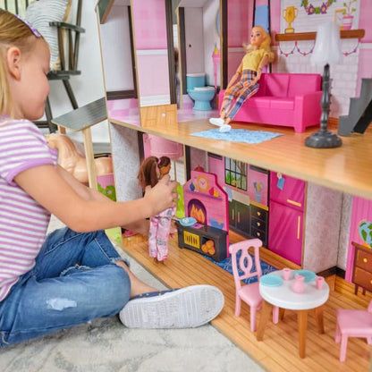 KidKraft Windmill Elevator 2-in-1 Wooden Barn & Dollhouse with Horse and Lights & Sounds, Over 3 Feet Tall