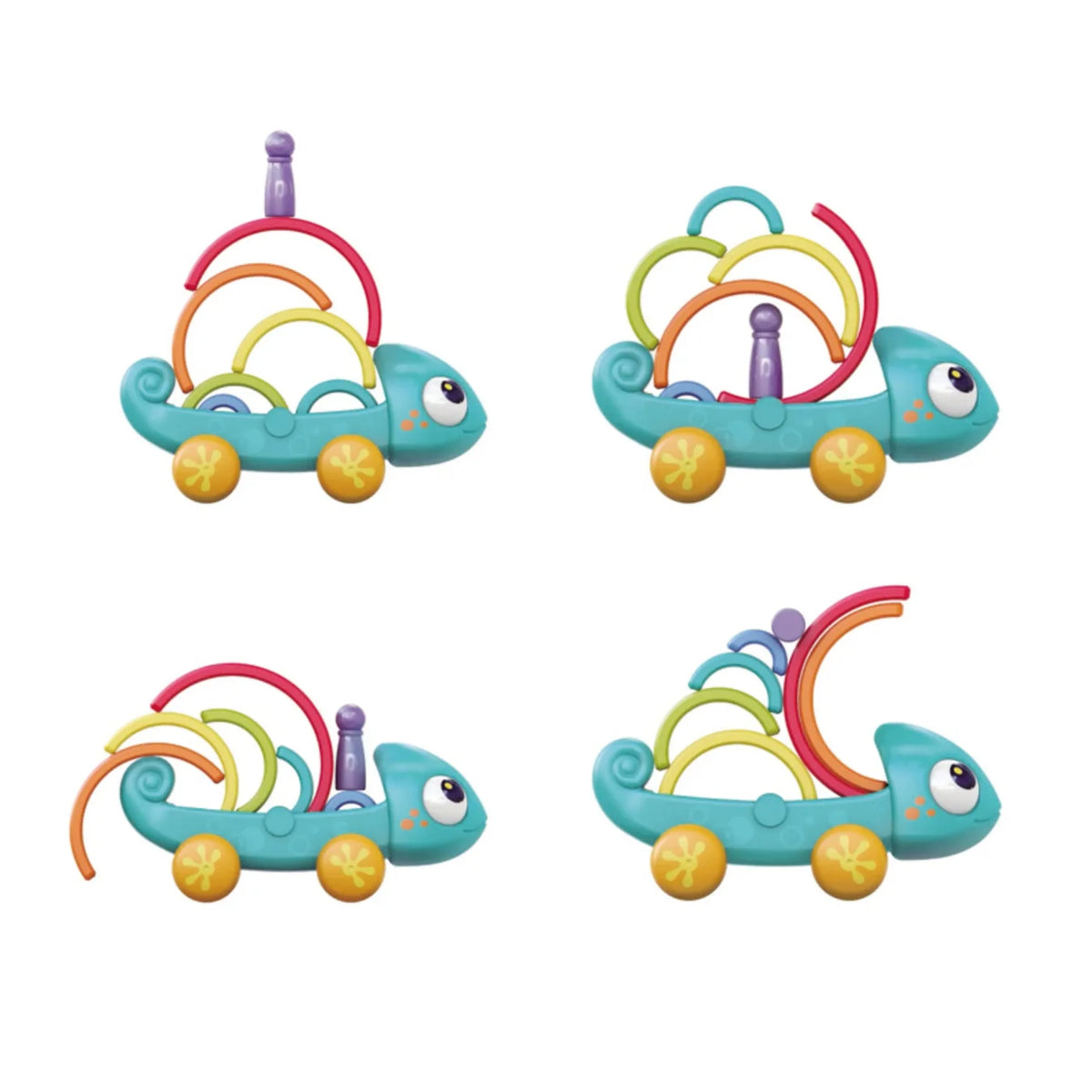 Hola Rainbow Chameleon Pull Along Toy with Montessori Rainbow Stacker | 18M+