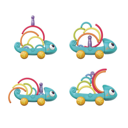 Hola Rainbow Chameleon Pull Along Toy with Montessori Rainbow Stacker | 18M+