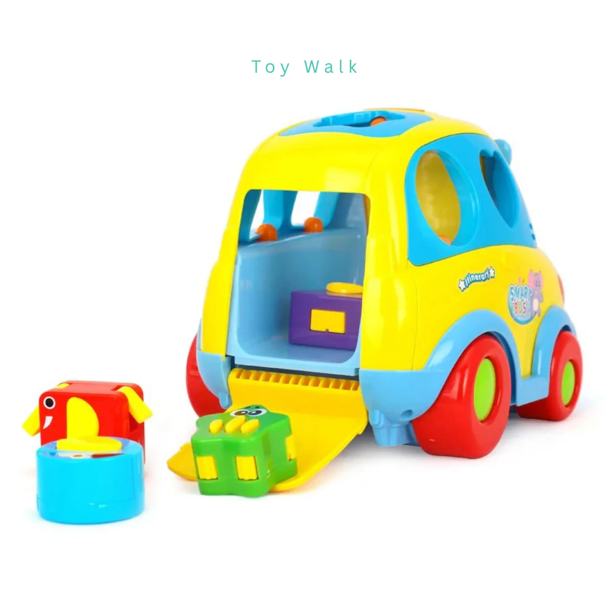 Hola Smart Bus Clever Coupe – Musical Shape Sorter Car with Lights, Moving Action, Elephant Driver & 5 Transforming Animal Blocks | Learning Toy for 18 Months+