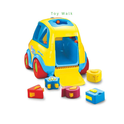 Hola Smart Bus Clever Coupe – Musical Shape Sorter Car with Lights, Moving Action, Elephant Driver & 5 Transforming Animal Blocks | Learning Toy for 18 Months+