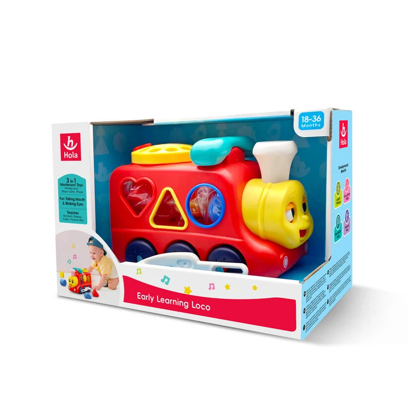 Hola Early Learning Loco – 3-in-1 Talking Train Toy with Shape Sorter, Pretend Phone, Lights & Sounds | Moving Baby Activity Toy for 18–36 Months