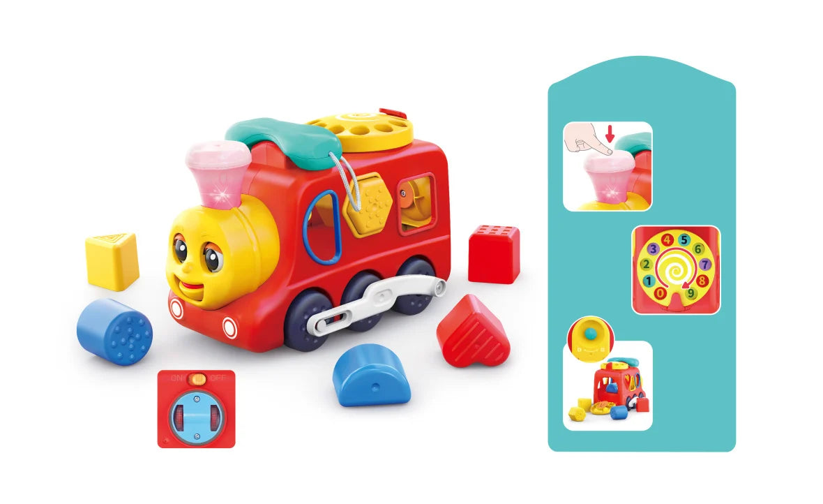 Hola Early Learning Loco – 3-in-1 Talking Train Toy with Shape Sorter, Pretend Phone, Lights & Sounds | Moving Baby Activity Toy for 18–36 Months