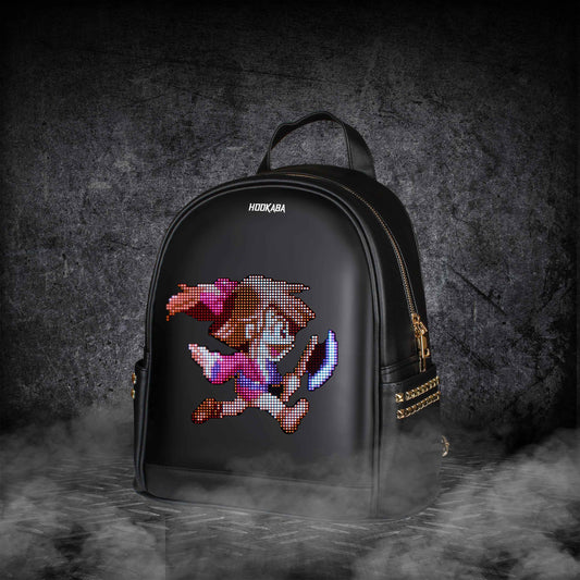 Hookaba DazzRoll Women's LED Backpack – App-Controlled 64x64 Pixel Display, 14L Studded Mini Backpack, IPX5 Water Resistant