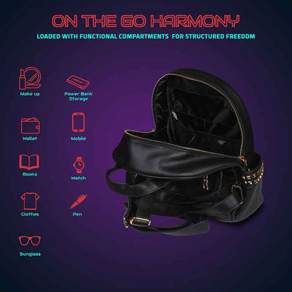 Hookaba DazzRoll Women's LED Backpack – App-Controlled 64x64 Pixel Display, 14L Studded Mini Backpack, IPX5 Water Resistant