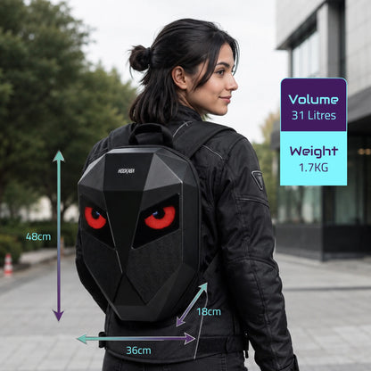 Hookaba Eye Rover LED Backpack – App-Controlled Programmable Pixel Eyes, 31L Expandable Hard Shell, IPX5 Water Resistant, Fits 15" Laptop