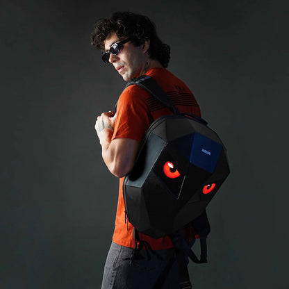 Hookaba Eye Rover LED Backpack – App-Controlled Programmable Pixel Eyes, 31L Expandable Hard Shell, IPX5 Water Resistant, Fits 15" Laptop