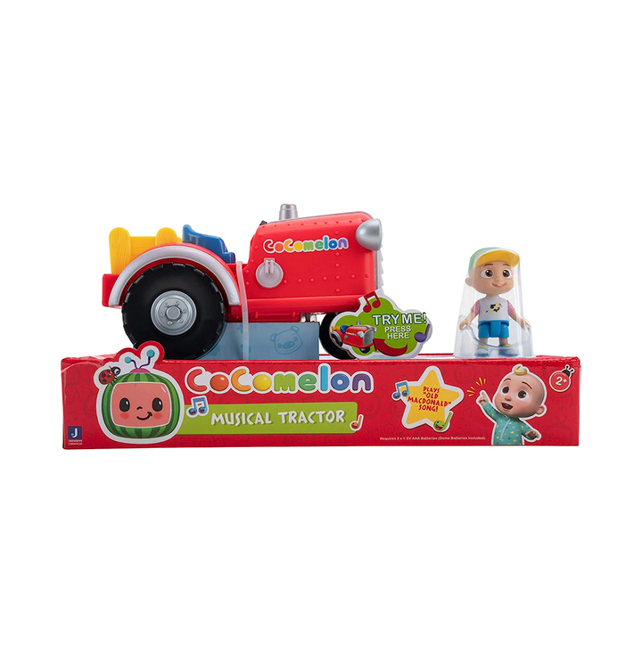 CoComelon Official Musical Tractor w/Sounds & Exclusive 3-inch Farm JJ Toy, Play a Clip of “Old Macdonald” Song Plus More Sounds and Phrases