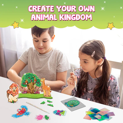 POKE 'N' CREATE - Jungle Animal Kingdom | 4-8 years | DIY CRAFT KIT(PACK OF 6)