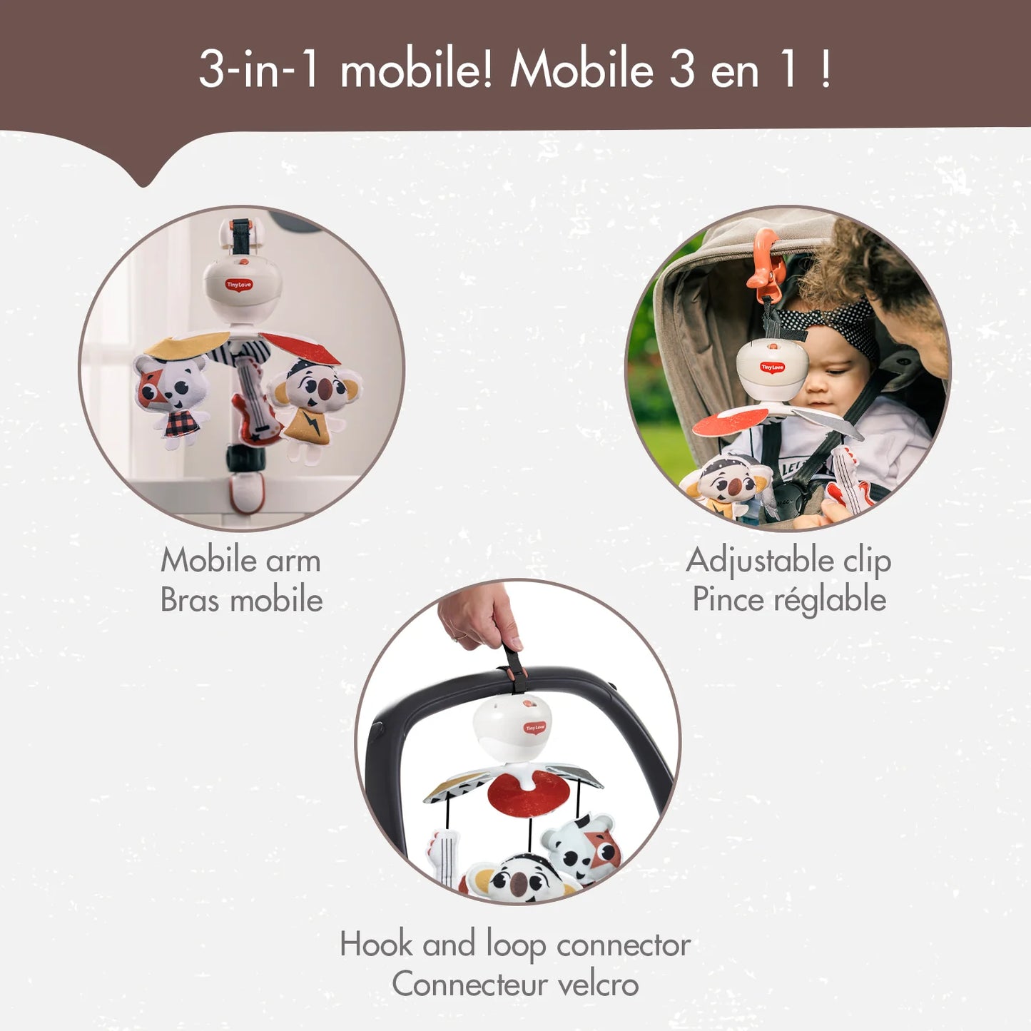 Tiny Love Tiny Rockers 3-in-1 Take-Along Cot Mobile for Newborn Baby, Stroller, Crib & Playard