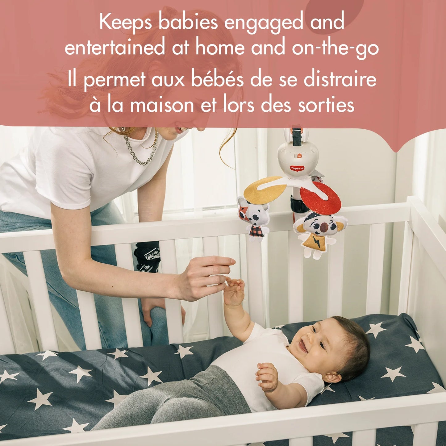 Tiny Love Tiny Rockers 3-in-1 Take-Along Cot Mobile for Newborn Baby, Stroller, Crib & Playard