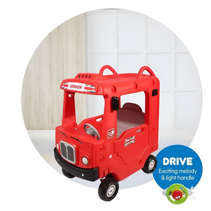 Yaya London Bus Roof Car, Ride-on Toy with Interactive Steering Wheel, EVA Foam Wheels, Storage Compartment, 360° Rotating Front Wheel, Double Opening Doors, Indoor Outdoor Use