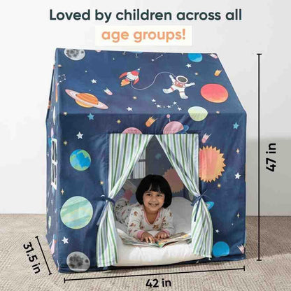 Curious Cub Kids Tent House|Baby Tent House for Kids 2-5 Years|Space Print Play House for Children with Curtains & Easy Setup|Ideal for Screen Free Play Time, Pretend Play, Reading|Gift for Children