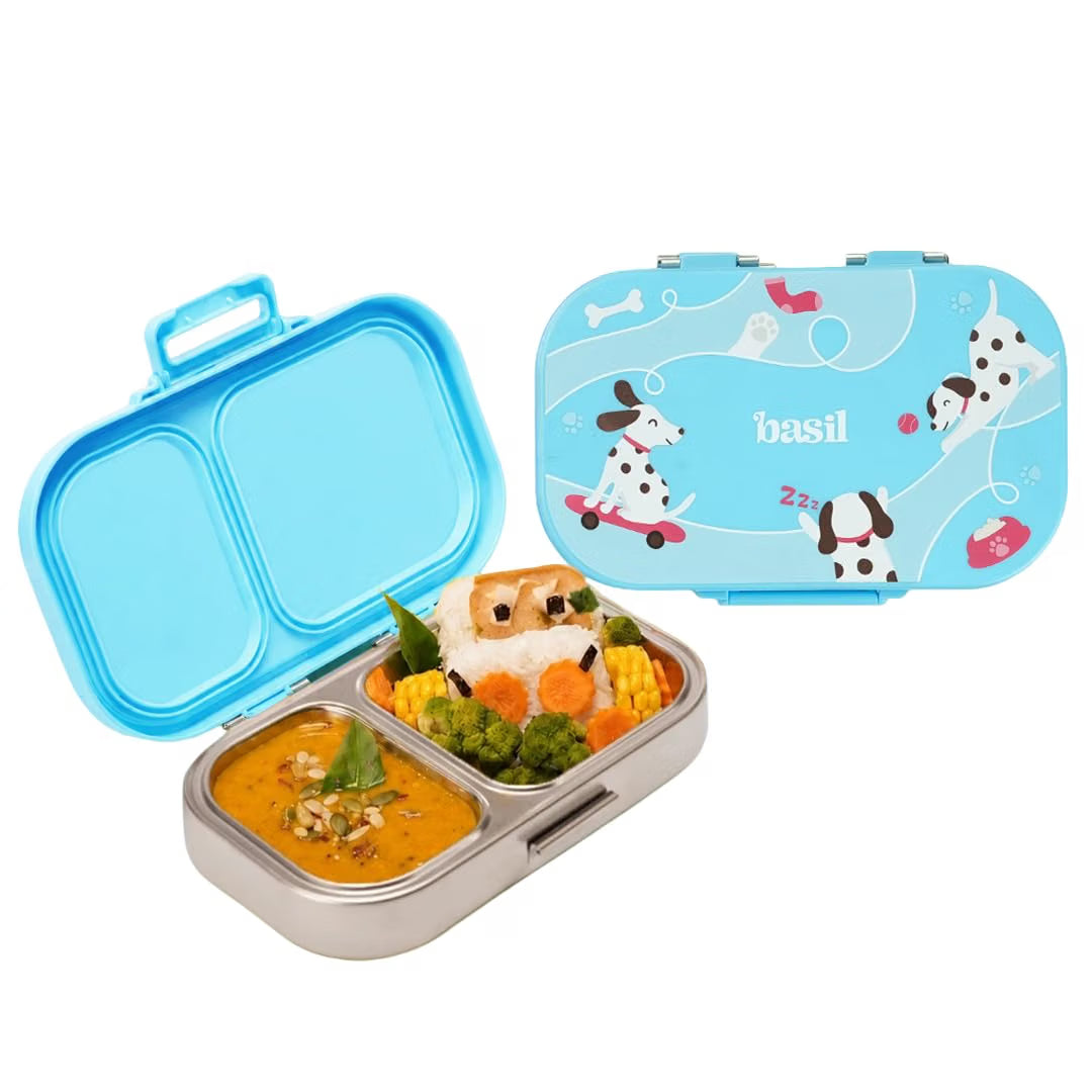 Basil Bento Ace 2 Compartment Stainless Steel Lunch Box – 750ml Leak-Proof Tiffin