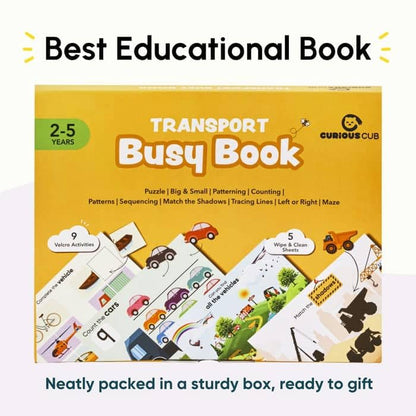 Curious Cub Montessori Busy Book On Modes Of Transport |Toddler Busy Binder for 2-5 Yrs | Activity Binder, Quiet Book |Educational Toys For 2 Year Old