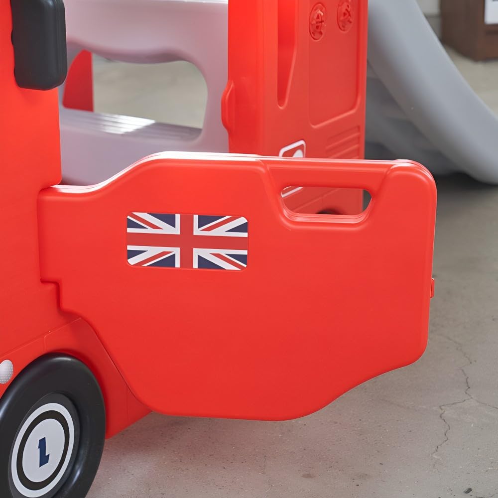 Yaya London Compact Bus Slide, Indoor Play Set with Musical Steering Wheel, HDPE Material, Safety Handle, Non-Slip Stairs, KC Certified for Children