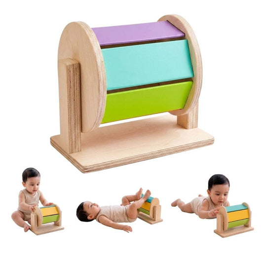 Curious Cub Montessori Spinning Drum for Babies 3 Months-18 Months | Spinning Rainbow Wheel Baby | Tummy Time Toy | Develops Fine Motor Skills | Educational Toy for Early Development