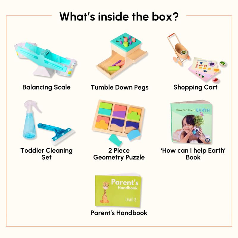 Curious Cub Montessori Learning Wooden Baby Toys | Box 13: 2.6+ Yrs | Montessori Toys For 2+ Year Old |Educational Toys For 2+ Year Old | Sensory Learning & Fine Motor Skills | Kids Gift For 2 + Years