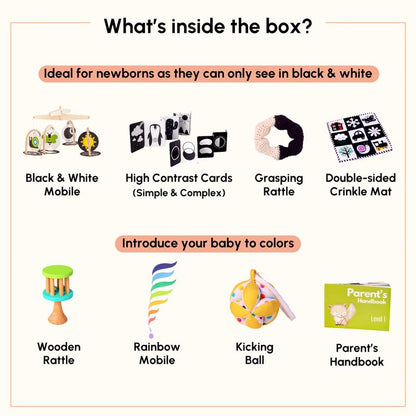 Curious Cub Montessori Learning Wooden Baby Toys | Box 1: 0-3 Months | Montessori Toys for 0-3 Months |Fine Motor Skills Development |Toy for New Born Baby| Toddler Toy | Ideal Gift for Baby Boy Girl
