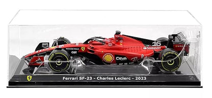 Bburago Metal - 1/24 Scale Model Compatible with Ferrari SF23# 16 Compatible with Charles Leclerc F1 Racing Car Model 2023, Red
