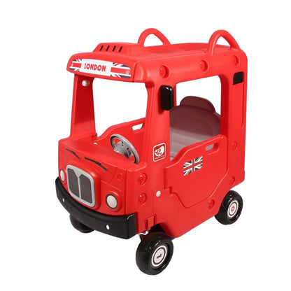 Yaya London Bus Roof Car, Ride-on Toy with Interactive Steering Wheel, EVA Foam Wheels, Storage Compartment, 360° Rotating Front Wheel, Double Opening Doors, Indoor Outdoor Use