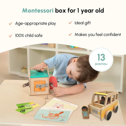 Curious Cub Montessori Learning Wooden Baby Toys| Box 10:21+ Months | Montessori Toys for 1+ Year Old | Problem Solving, Brain Development Toys| Fine Motor Skills | Christmas Gift for 1 Year Old