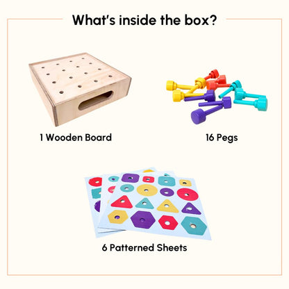 Curious Cub Montessori Shape Sorter & Colour Matching Peg Board | Educational Puzzle for 1, 2 Year Old Boys & Girls | Sensory Learning & Brain Development Toy