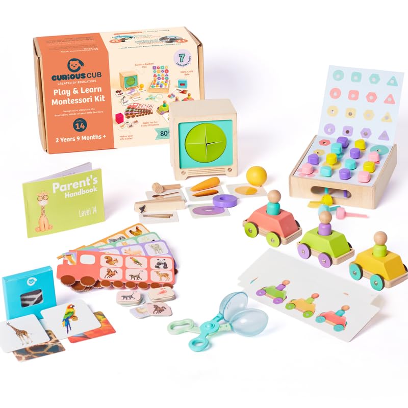 Curious Cub Montessori Learning Wooden Baby Toys | Box 14: 2.9+ Yrs | Problem Solving, Measuring Skill Children Toys | Montessori Toys for 2+ Year Old | Fine Motor & Memory Skills | Baby Gift Set