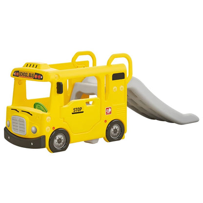 Playwell Yaya School Compact Bus Slide, Indoor Play Set with Musical Steering Wheel, HDPE Material, Safety Handle, Non-Slip Stairs, KC Certified for Children
