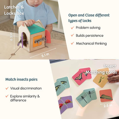 Curious Cub Montessori Learning Wooden Baby Toys| Box 10:21+ Months | Montessori Toys for 1+ Year Old | Problem Solving, Brain Development Toys| Fine Motor Skills | Christmas Gift for 1 Year Old